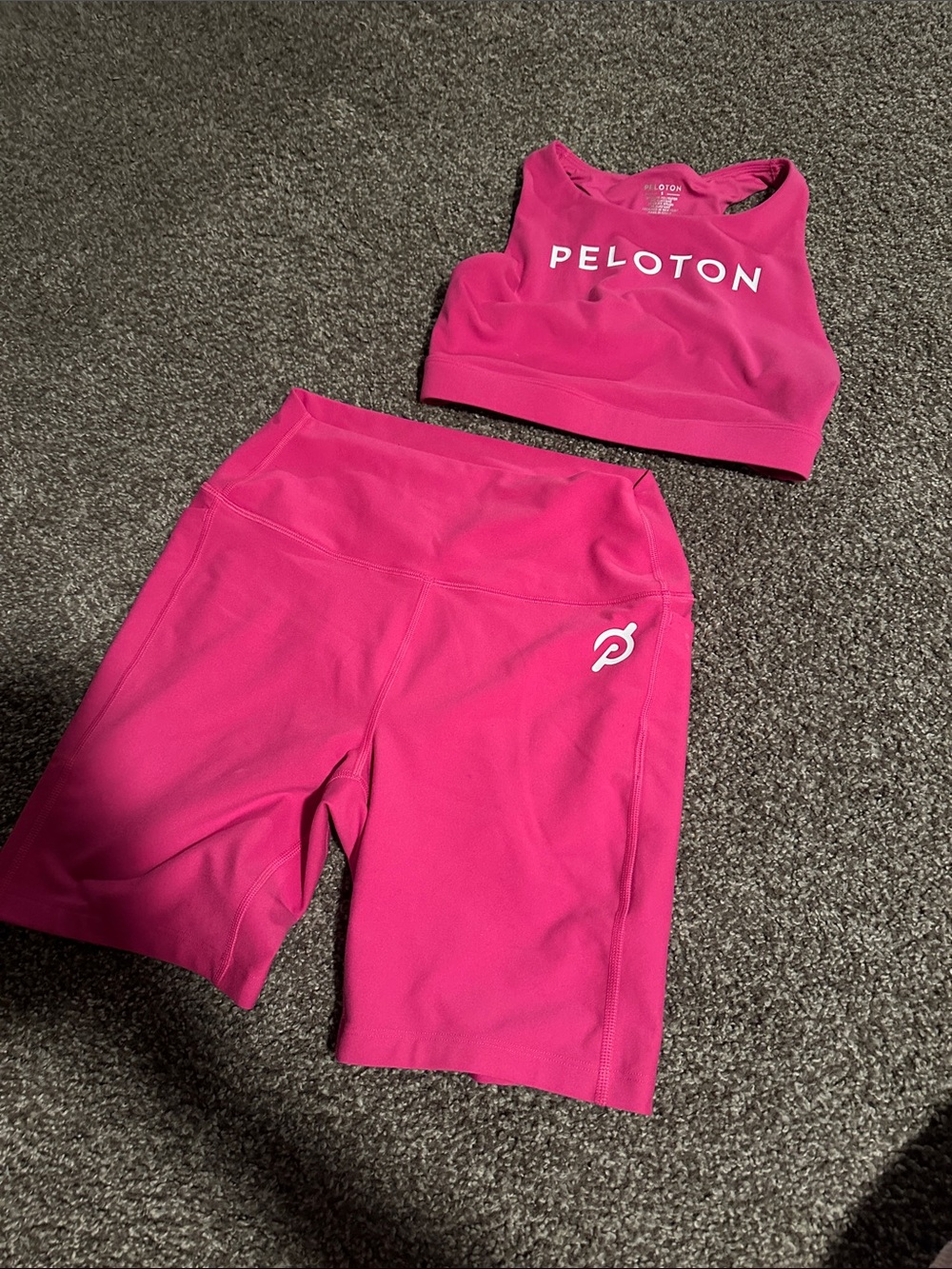 Peloton Hot Pink Performance Crop Top & Biker Shorts Set